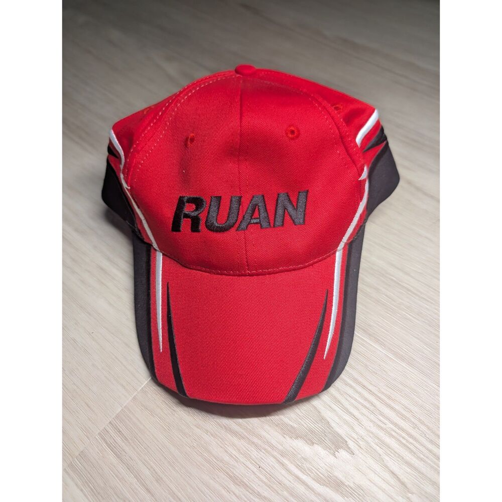 K Products RUAN Red Black White Racing Style Baseball Cap 100% Cotton